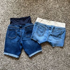 Bundle of 2 Old Navy “Hello Pretty Mama” Stretch Maternity Denim Shorts